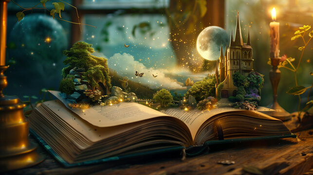 magic book with light