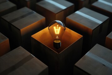 Think Outside Of The Box. Three-Dimensional Business Abstract Concept in Bright Black Background