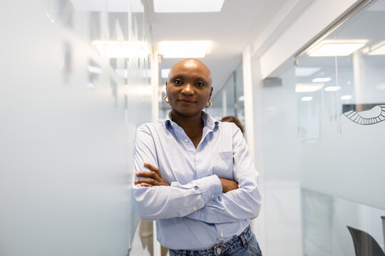 Confident educator in modern academy setting