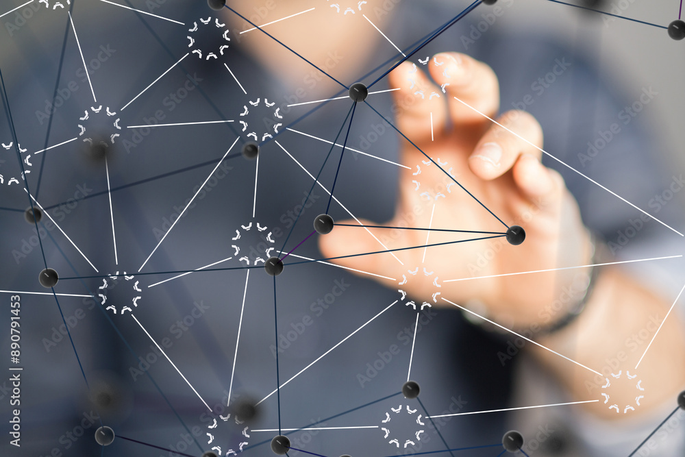 Poster conference Digital Network and data concept 3d