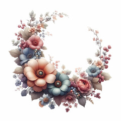 flower wreath image with white background