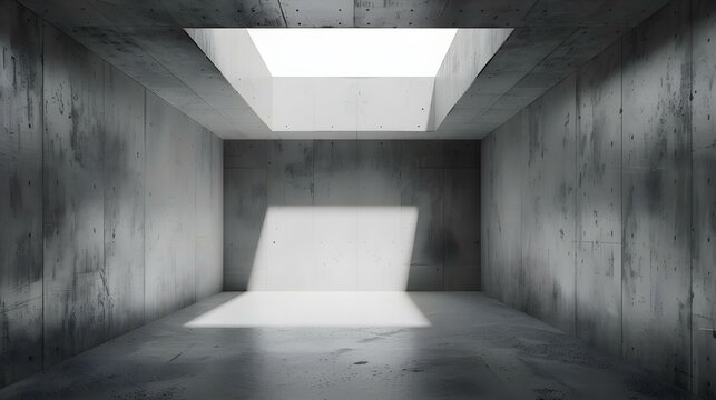 Abstract empty modern concrete room with skylight