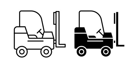 forklift loader vector icon set in black color.