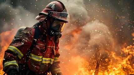 Firefighter trying to prevent the spread of fire