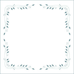 Green vegetal ornamental frame with leaves, decorative border, corners for greeting cards, banners, business cards, invitations, menus. Isolated vector illustration.	
