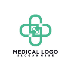 Medical health logo with creative idea concept premium vector