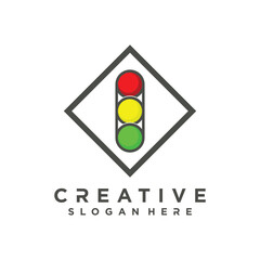 Traffic light logo design element vector icon with creative concept idea