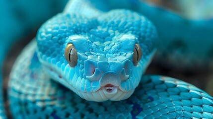 Fototapeta premium Close-up of a blue viper snake face