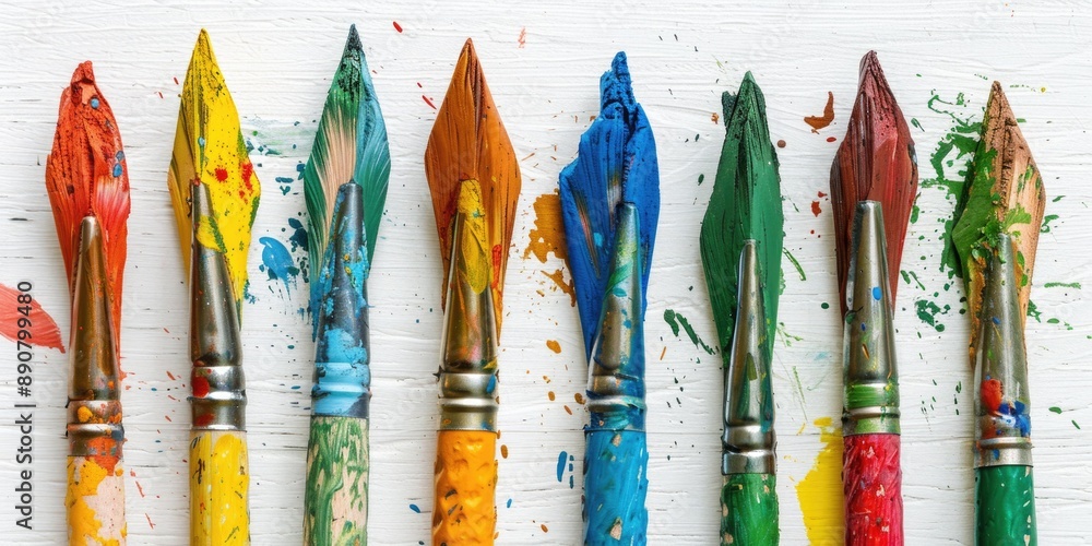 Poster A collection of paint brushes placed side by side