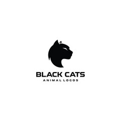 cat head silhouette logo design vector