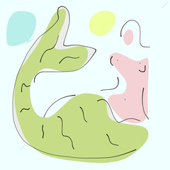 mermaid line art female shape icon illustration 