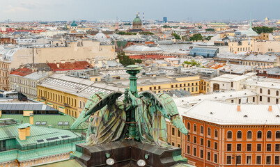 Cityscape from rooftops of St. Isaac's Cathedral in St.Petersburg, Russia.