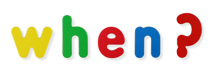when word in coloured magnetic letters