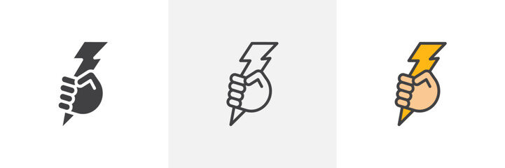 Hand with Power colored icon set