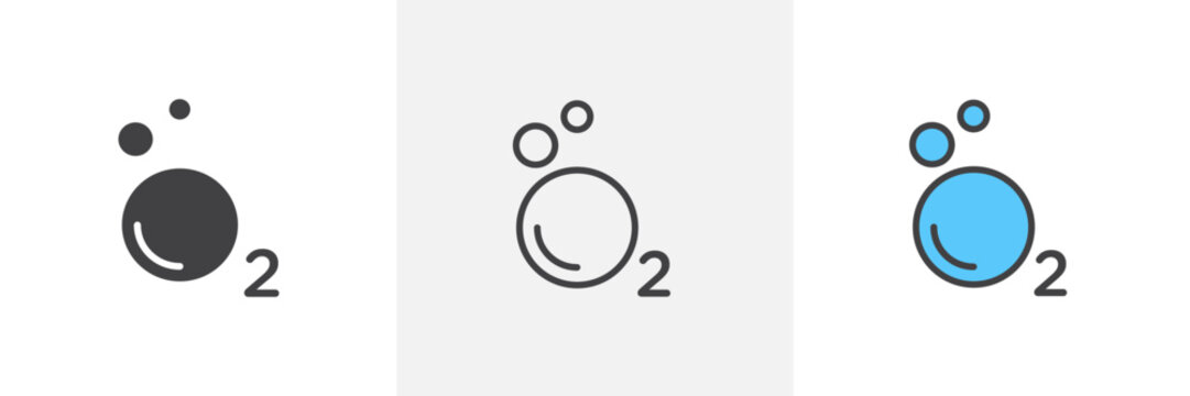Oxygen O2 colored icon set