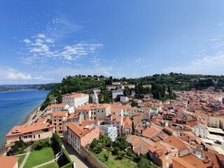 Roofs of the old city of Piran, Slovenia - venetian medieval city at the Adriatic Sea