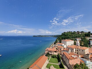 Roofs of the old city of Piran, Slovenia - venetian medieval city at the Adriatic Sea
