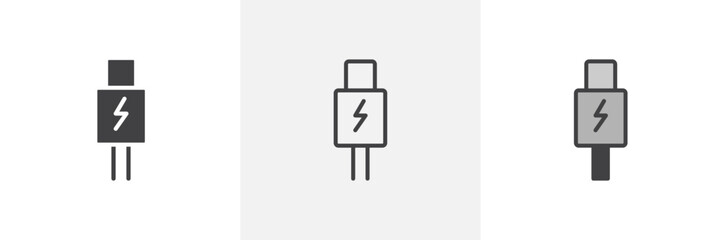 USB type c colored icon set