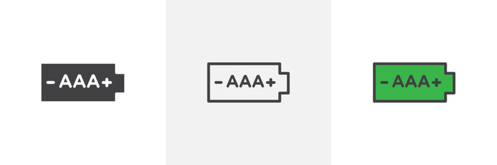 AAA battery colored icon set