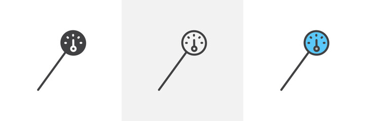 Kitchen thermometer colored icon set
