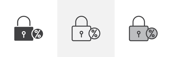 Fixed rate mortgage colored icon set