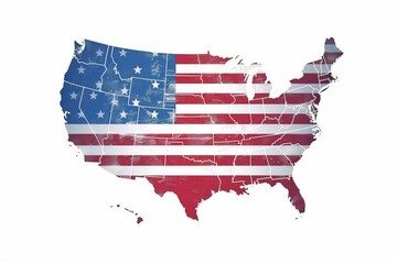 USA American Flag Map Isolated Web Graphic Generative Illustration