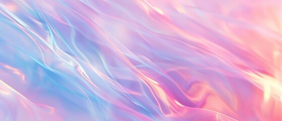 Obraz premium An abstract composition featuring smooth, flowing waves in pastel hues of pink, blue, and purple.