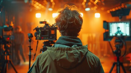 Obraz premium Filmmaker Directing Movie Scene