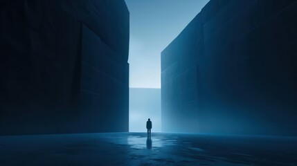 A futuristic business model in an ultramodern, supernatural scene, with copy space