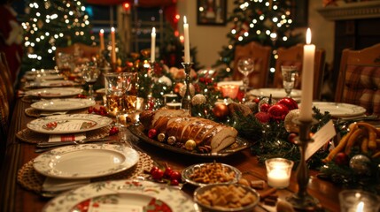 Naklejka premium Festive Christmas Dinner Table
