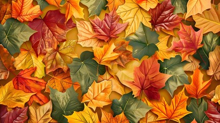 Seamless pattern of autumn fall leaves