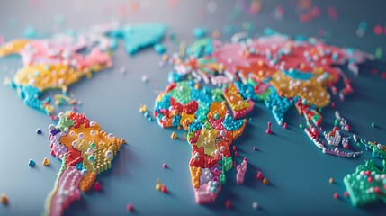 Colorful World Map with Artistic Design