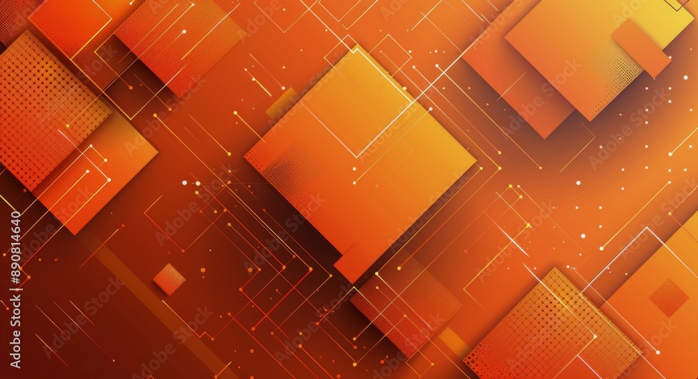 Poster abstract orange and red triangles on a gradient background
