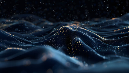 Dark blue interface background featuring holographic elements digital grids abstract Technological Symbols Concept