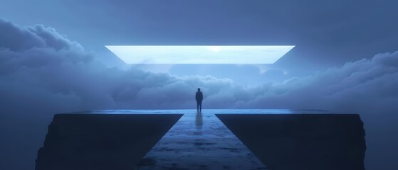 Artful creations shine in an ultramodern, supernatural scene, with copy space