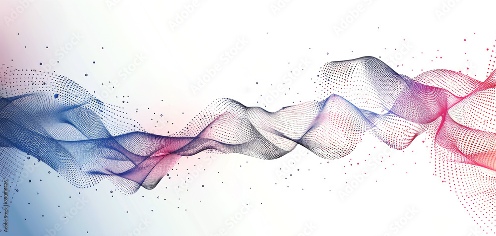 Wall mural abstract blue and purple waves on white background with empty space for text. wallpaper pattern. mod
