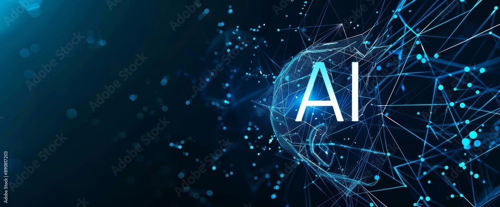 Canvas Prints ai technology on black background. futuristic, dark artificial intelligence concept with text 