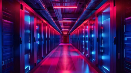 Fototapeta premium Data Center with Neon Lights
