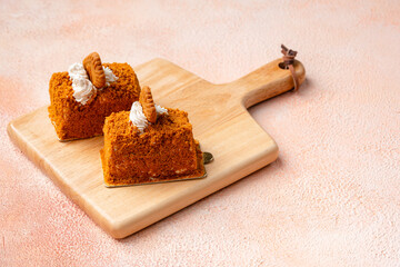 Lotus Biscoff sponge cake made from lotus cookies and spread