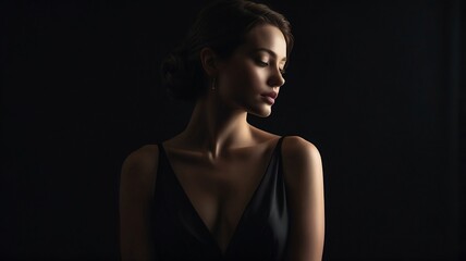 Naklejka premium Elegant Woman in Black Dress 