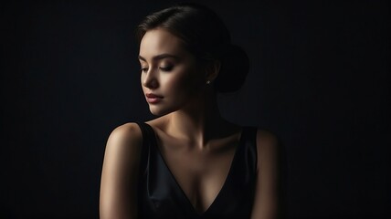Naklejka premium Elegant Woman in Black Dress 