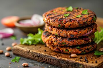 Vegetarian Patty. Delicious Vegetable Burger Patty Made with Chickpeas and Legumes
