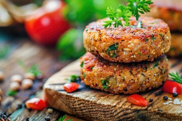 Vegetarian Patty. Wholesome Vegetable Patty for Burger Snack made with Bean and Chickpea