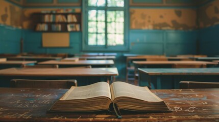 Vintage Classroom with Open Book