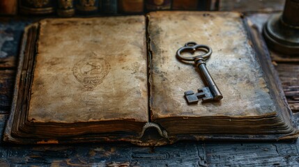 Antique Book and Key