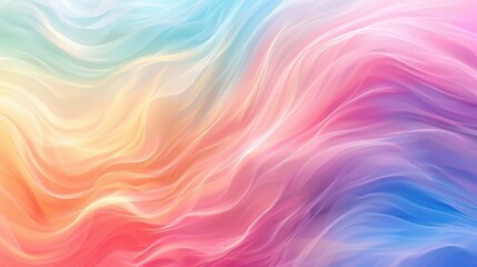 Obraz premium A vibrant abstract digital illustration with smooth, flowing waves in various pastel colors.
