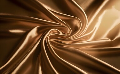 Luxurious golden silk fabric with flowing folds and ripples background.
