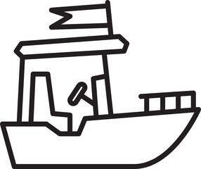 Fototapeta premium Boat Line Icon 