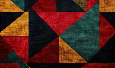 Seamless geometric pattern on fabric, rich textures and bold colors