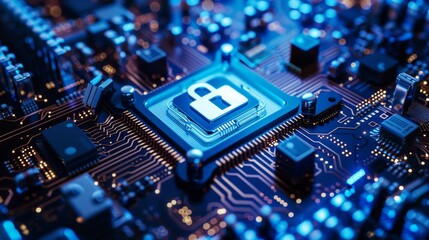 Obraz premium Cybersecurity on Circuit Board